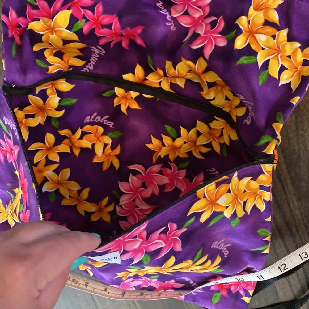 Hawaii String backpack Cinch backpack Purple Floral EUC